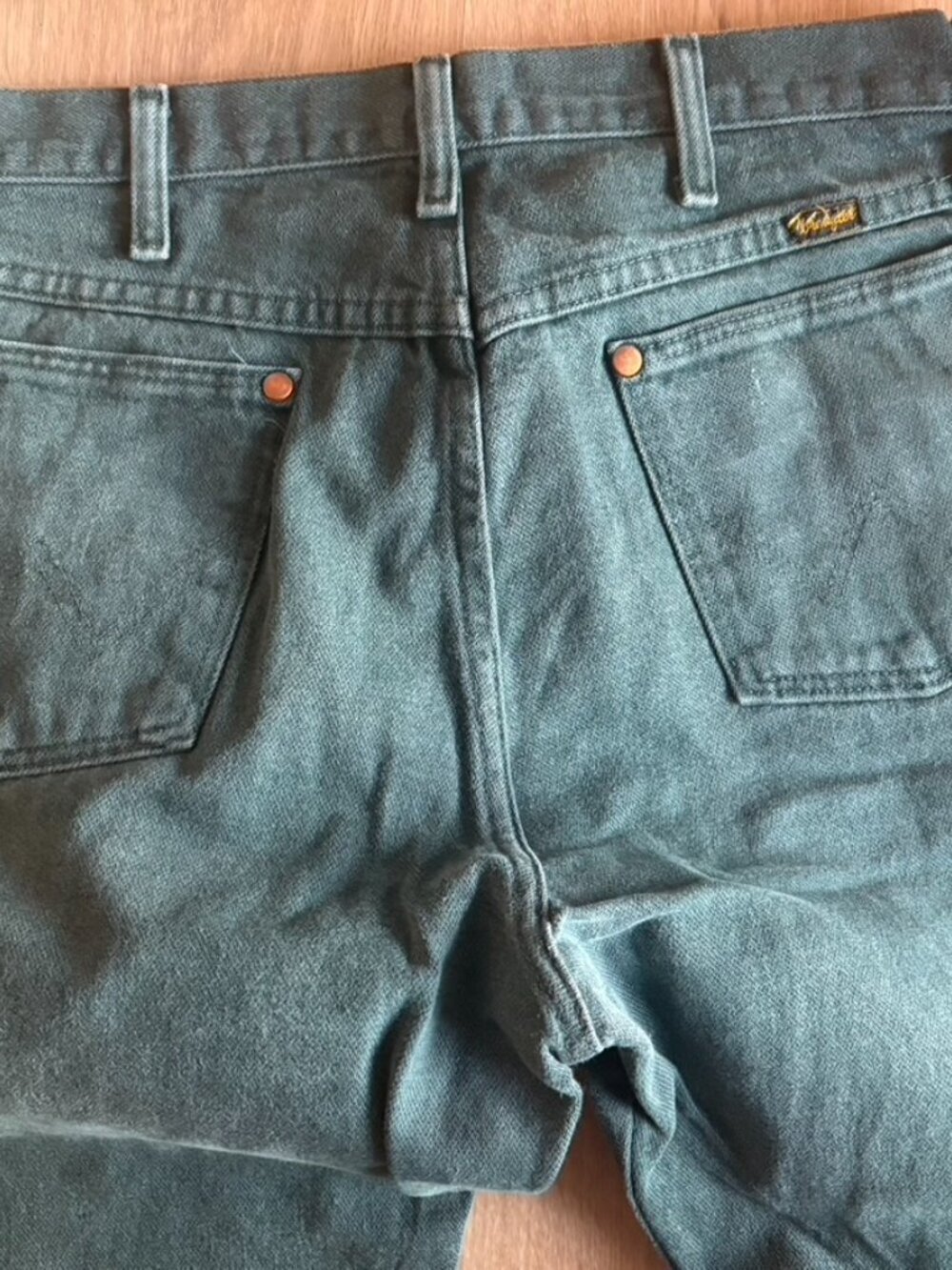 Vintage Wrangler Jeans Mens 33x32 Work Green Cowboy Western Workwear - Picture 8 of 8